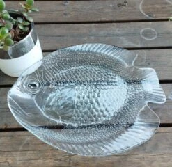 Grande Assiette/plat Forme Poisson De Arcoroc, 1970's Assiettes