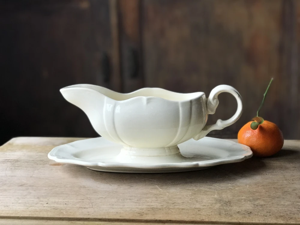 Saucière Ancienne Ivoire Digoin Sarreguemines Plats, Saladiers Et Coupelles 1 Saucière Ancienne Ivoire Digoin Sarreguemines Plats, Saladiers Et Coupelles