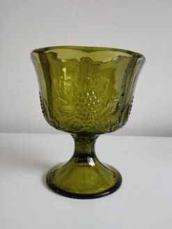 Verre Indiana Colony Glass Vert à Motif Grappe De Raisin Années 60 70 Verres
