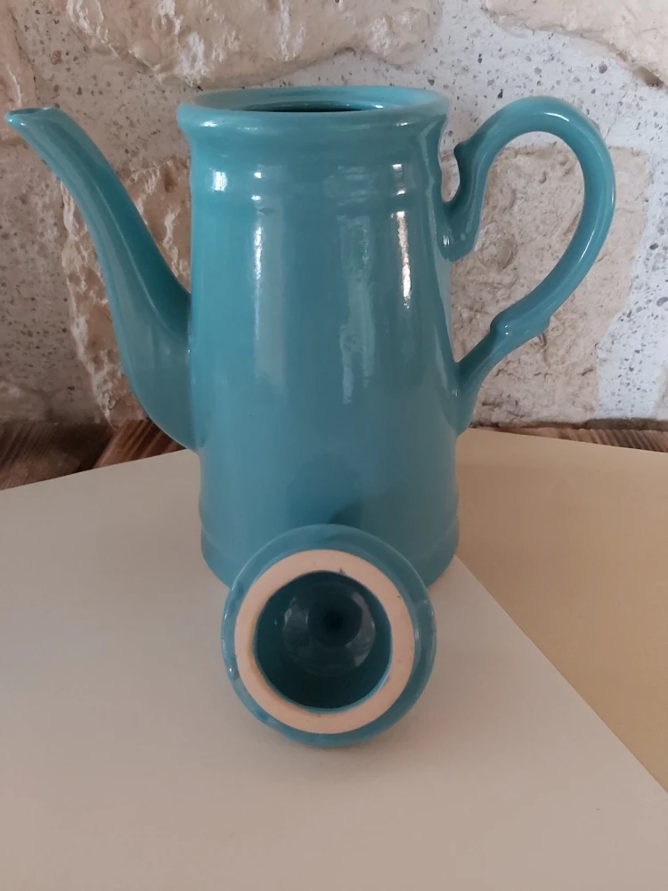 Cafetière Et Pot à Lait En Céramique Bleue Thé, Café Ou Petit Cacao 2 Cafetière Et Pot à Lait En Céramique Bleue Thé, Café Ou Petit Cacao – Image 2