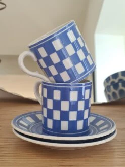 Duo De Tasses Digoin Sarreguemines Esprit Lustucru Thé, Café Ou Petit Cacao