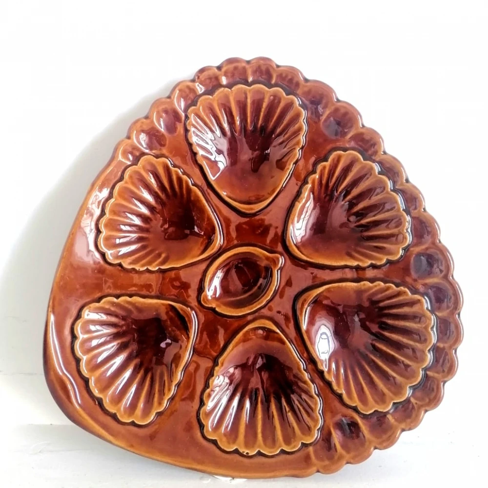 Sars Poteries, Service à Huîtres En Barbotine, Années 1970 Assiettes 2 Sars Poteries, Service à Huîtres En Barbotine, Années 1970 Assiettes – Image 2