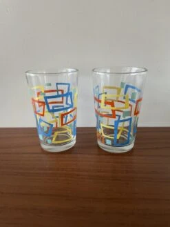Verres Motifs Géométriques Vintage Verres