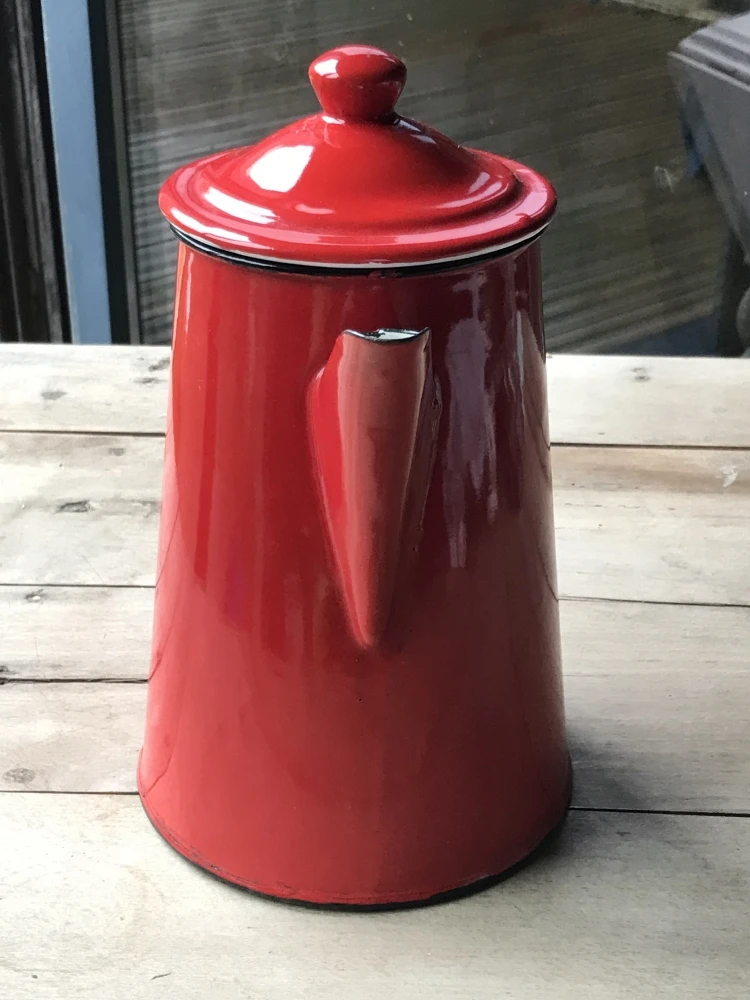 Grande Cafetière Rouge émaillée Vintage Thé, Café Ou Petit Cacao 2 Grande Cafetière Rouge émaillée Vintage Thé, Café Ou Petit Cacao – Image 2