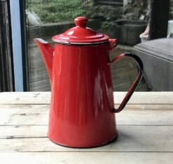Grande Cafetière Rouge émaillée Vintage Thé, Café Ou Petit Cacao
