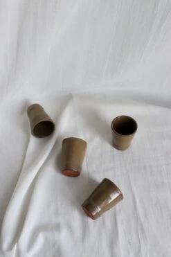 4 Tasses En Terre Cuite émaillée Thé, Café Ou Petit Cacao