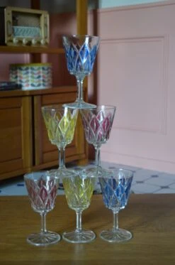 Ensemble En Cristal Arlequin De Chez VMC Reims Verres