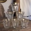 6 Petits Verres Vintage En Verre Facetté Tour Doré Verres