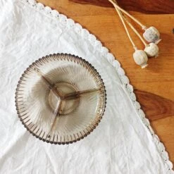 Plat Apéritif Compartimenté En Verre Fumé, Veropa Plats, Saladiers Et Coupelles