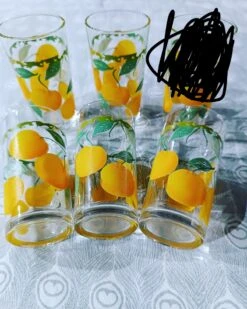 5 Verres à Eau Agrumes Vintage Verres