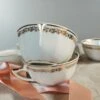 7 Tasses Porcelaine Blanche Et Dorée, Chauvigny, France 1950 Thé, Café Ou Petit Cacao