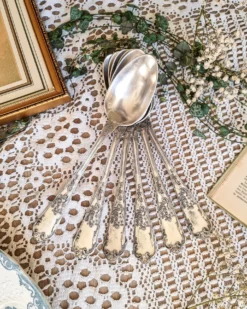 6 Cuillères à Soupe, Plaquée Argent 12g, 1910, Art Nouveau Couverts