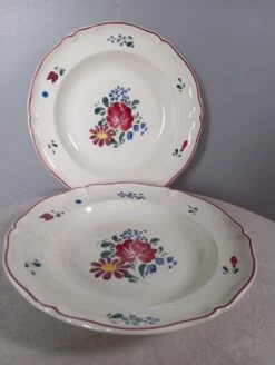 2 Assiettes Creuses Fleuries, Villeroy Et Boch Mettlach, Sarre 1950 Assiettes