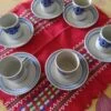 6 Tasses à Café Et Soucoupes Blanches Avec Motif Bleu Thé, Café Ou Petit Cacao