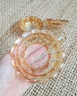 6 Coupelles Verre Irissé Rose Pêche Forme De Fleur Plats, Saladiers Et Coupelles