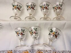 7 Verres à Apéritif Vintage à Motif Floral Verres