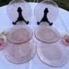 6 Assiettes à Dessert Vintage En Verre Rose Translucide Assiettes