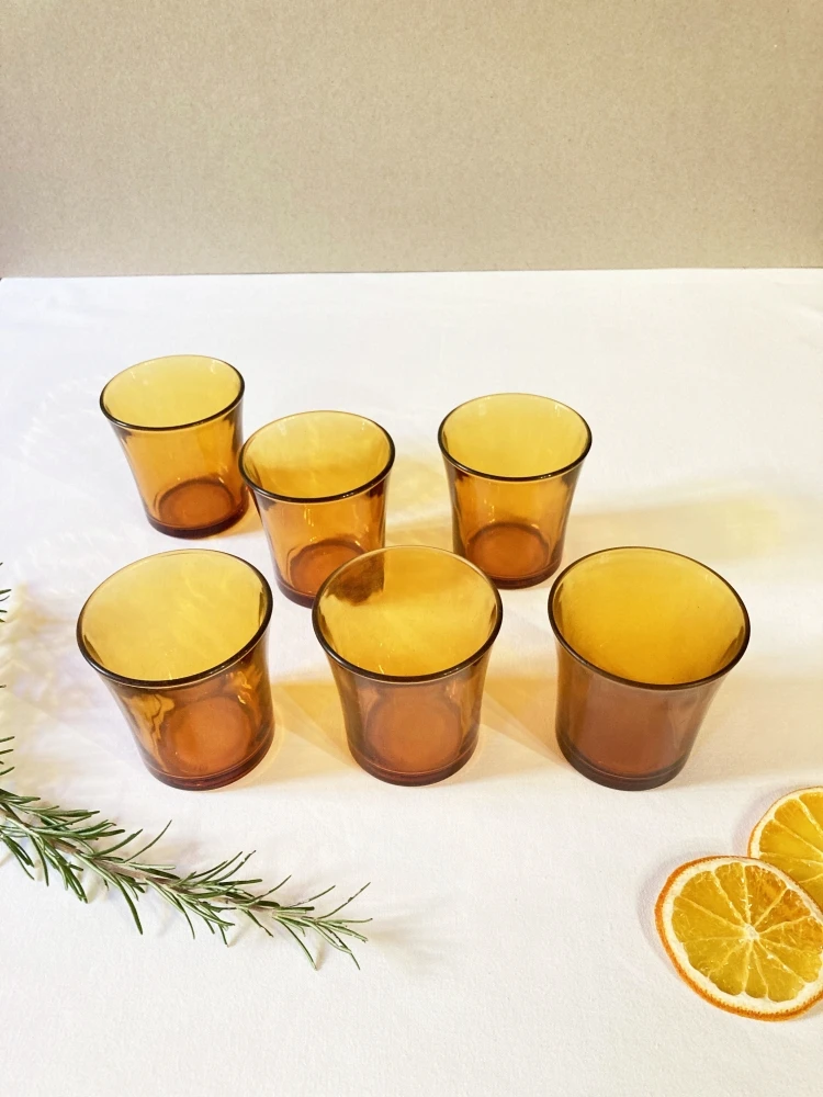 Verres Duralex En Verre Ambré, Années 1970 Verres 2 Verres Duralex En Verre Ambré, Années 1970 Verres – Image 2