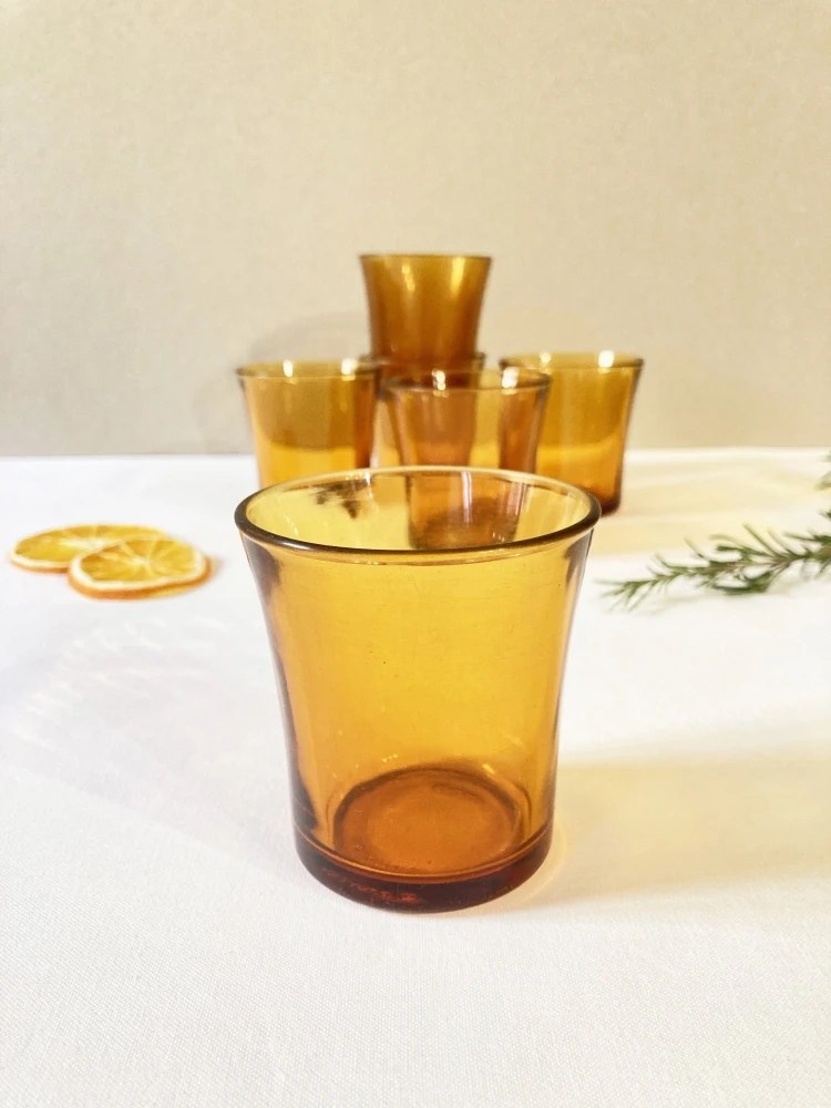 Verres Duralex En Verre Ambré, Années 1970 Verres 3 Verres Duralex En Verre Ambré, Années 1970 Verres – Image 3