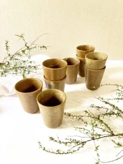 Ensemble De 9 Gobelets En Grès Digoin Verres