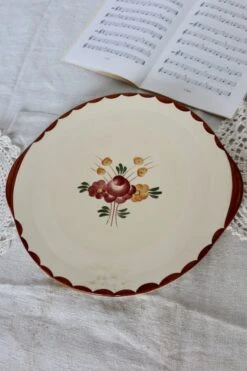 Plat De Service à Gâteau Vintage Faïence Longchamp Modèle Agen Plats, Saladiers Et Coupelles
