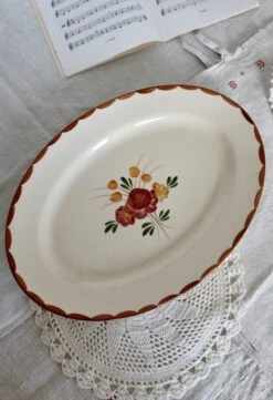 Plat De Service Oval Vintage Faïence Longchamp Modèle Agen Plats, Saladiers Et Coupelles