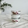 Trio De Petits Bols à Café Au Lait Vintage Porcelaine Blanche De Chauvigny Motif Fleuri Cottage Core Thé, Café Ou Petit Cacao
