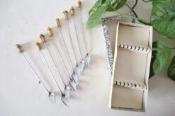 Service De 8 Cuillères à Confiture Inox Et Bambou, Vintage Couverts