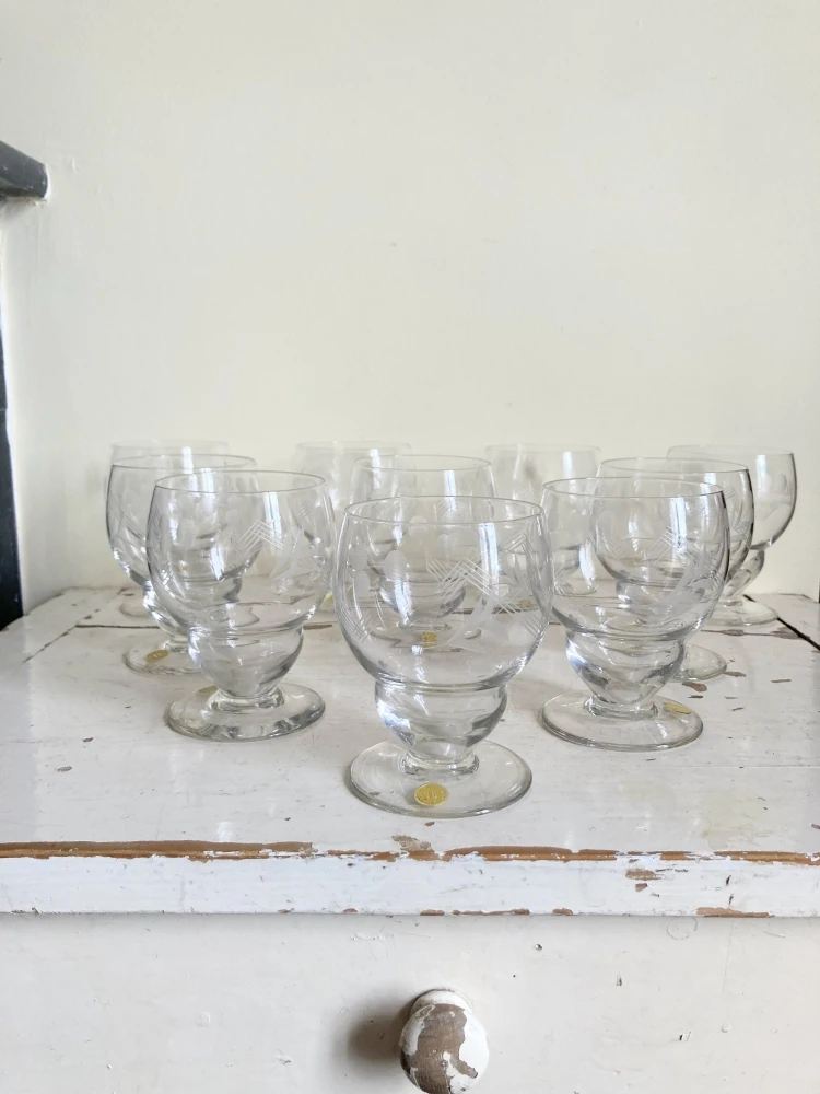 Lot De 10 Verres Verrerie Doyen Made In Belgium, Vintage, Gravés Verres 2 Lot De 10 Verres Verrerie Doyen Made In Belgium, Vintage, Gravés Verres – Image 2