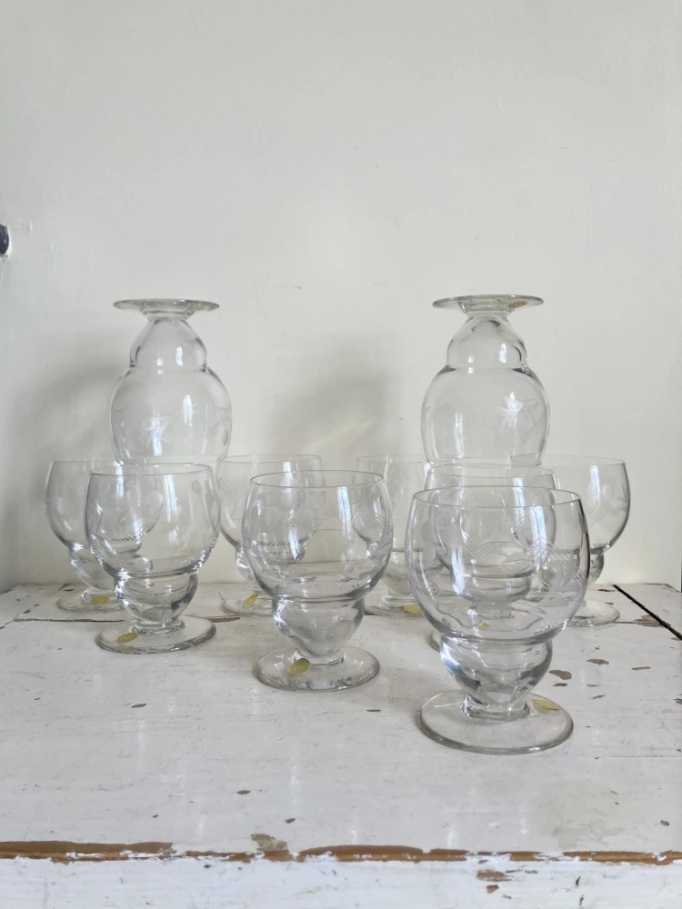 Lot De 10 Verres Verrerie Doyen Made In Belgium, Vintage, Gravés Verres 1 Lot De 10 Verres Verrerie Doyen Made In Belgium, Vintage, Gravés Verres