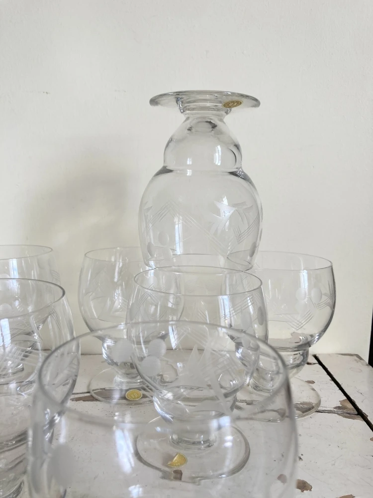 Lot De 10 Verres Verrerie Doyen Made In Belgium, Vintage, Gravés Verres 6 Lot De 10 Verres Verrerie Doyen Made In Belgium, Vintage, Gravés Verres – Image 6