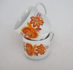 Lot De 2 Mugs Vintage à Motifs Fleurs Orange Et Feuilles Marron En Faience Italienne MONOPOLI 65 Thé, Café Ou Petit Cacao -Cuisine Fournitures Soldes Boutique 1000x1000 p1010115 poqvp 466063259