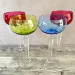 Ensemble De 4 Verres à Vin Roemer En Cristal VAL SAINT LAMBERT Modèle SAUMUR Verres